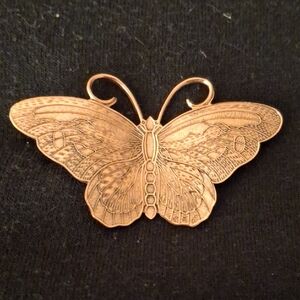 Tan Butterfly Pin with Intricate Detailing